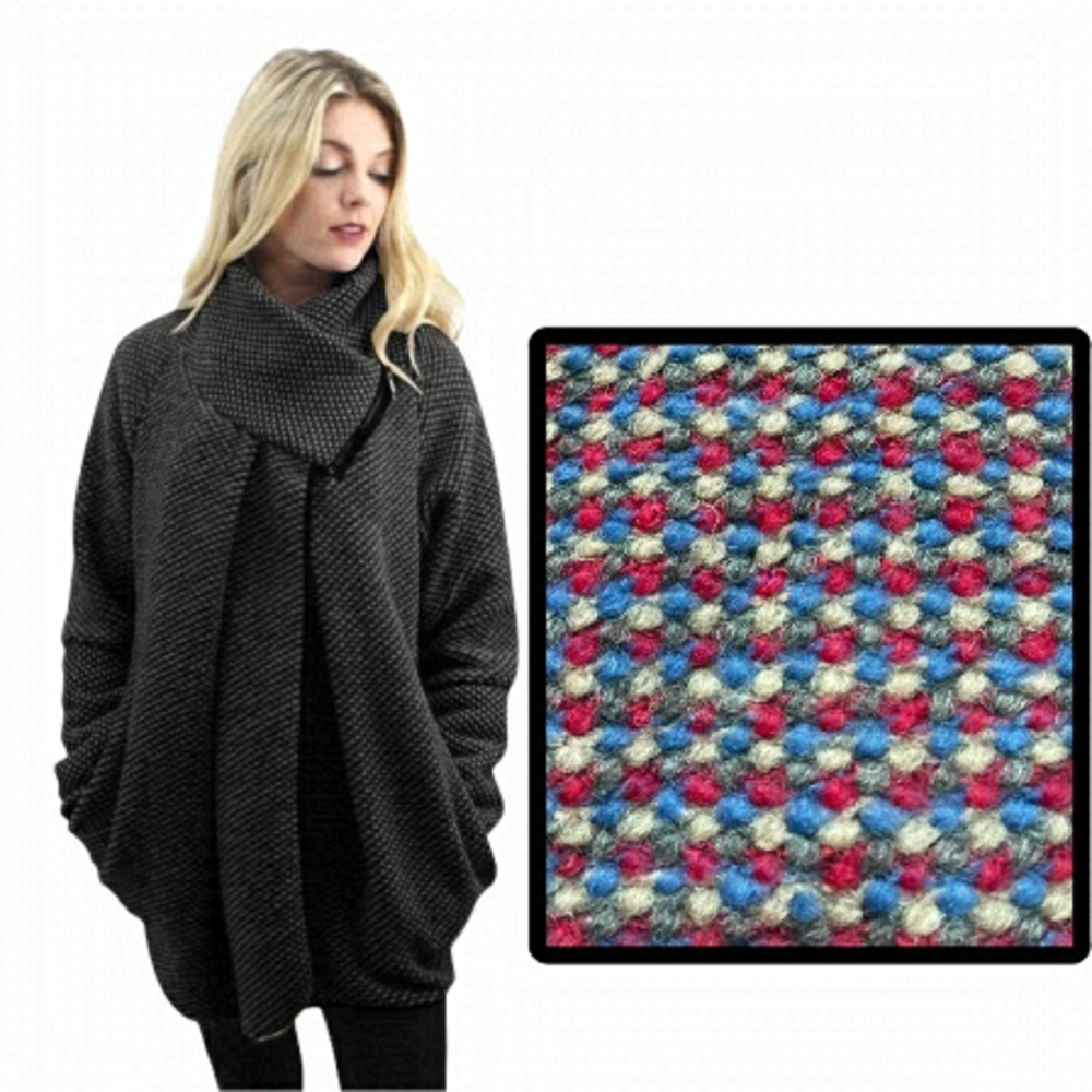 WOOL Blend Draped Oversized Tweed Laggen Look Outerwear Coat